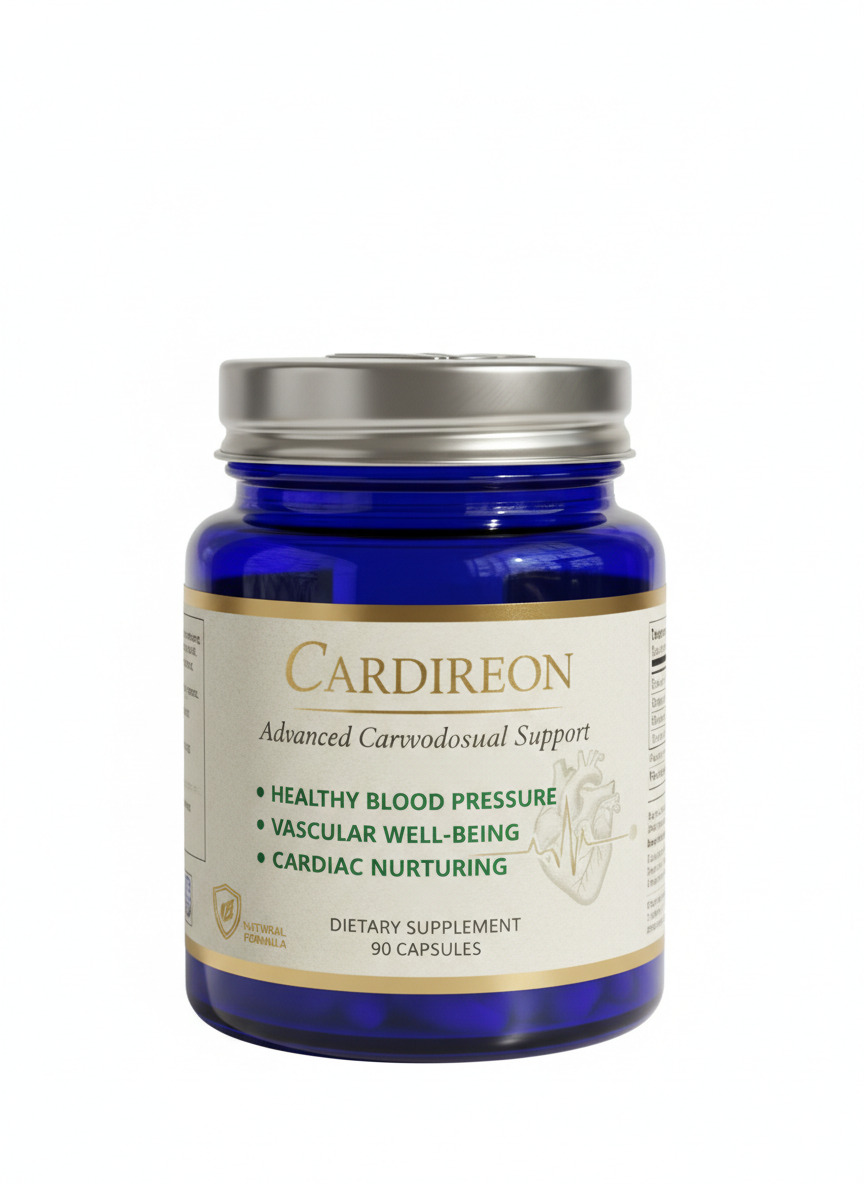 Cardireon dietary supplement bottle with ingredients for cardiovascular wellness